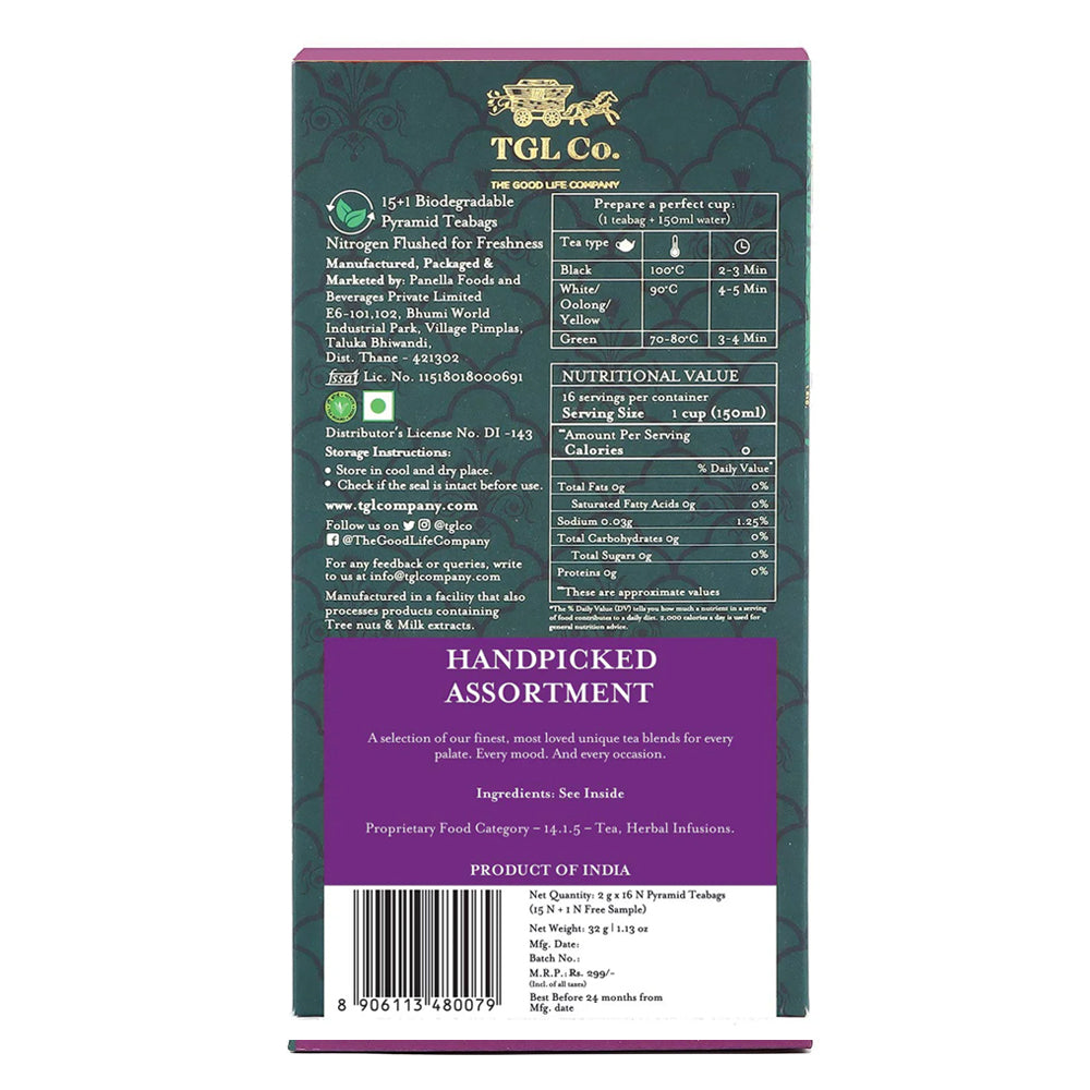 Handpicked Assortments Tea Bags Box - Assorted Tea Bags Box (16 Tea Bags) Pack of 2
