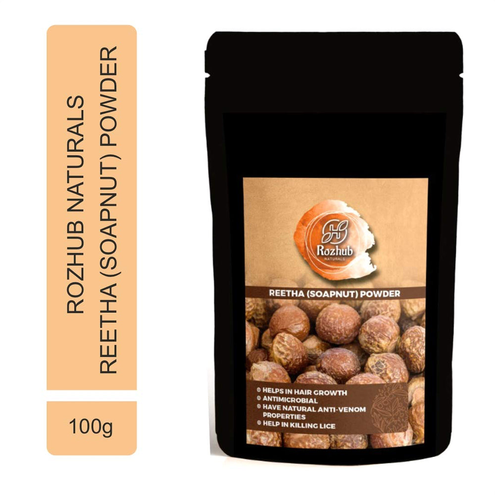 Rozhub Naturals 100% Organic Pure & Natural Pimple Free Clear Skin, Silky Hair - 100G (Reetha Powder)