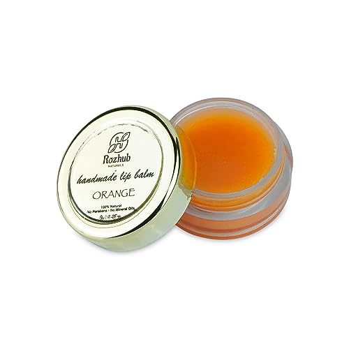 Rozhub Naturals Handmade Vegan Lip Balm for Dry, Chapped lips, Paraben & Sulphate Free - 8g (Orange)
