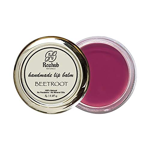 Rozhub Naturals Handmade Vegan Lip Balm for Dry, Chapped lips, Paraben & Sulphate Free - 8g (Beetroot)