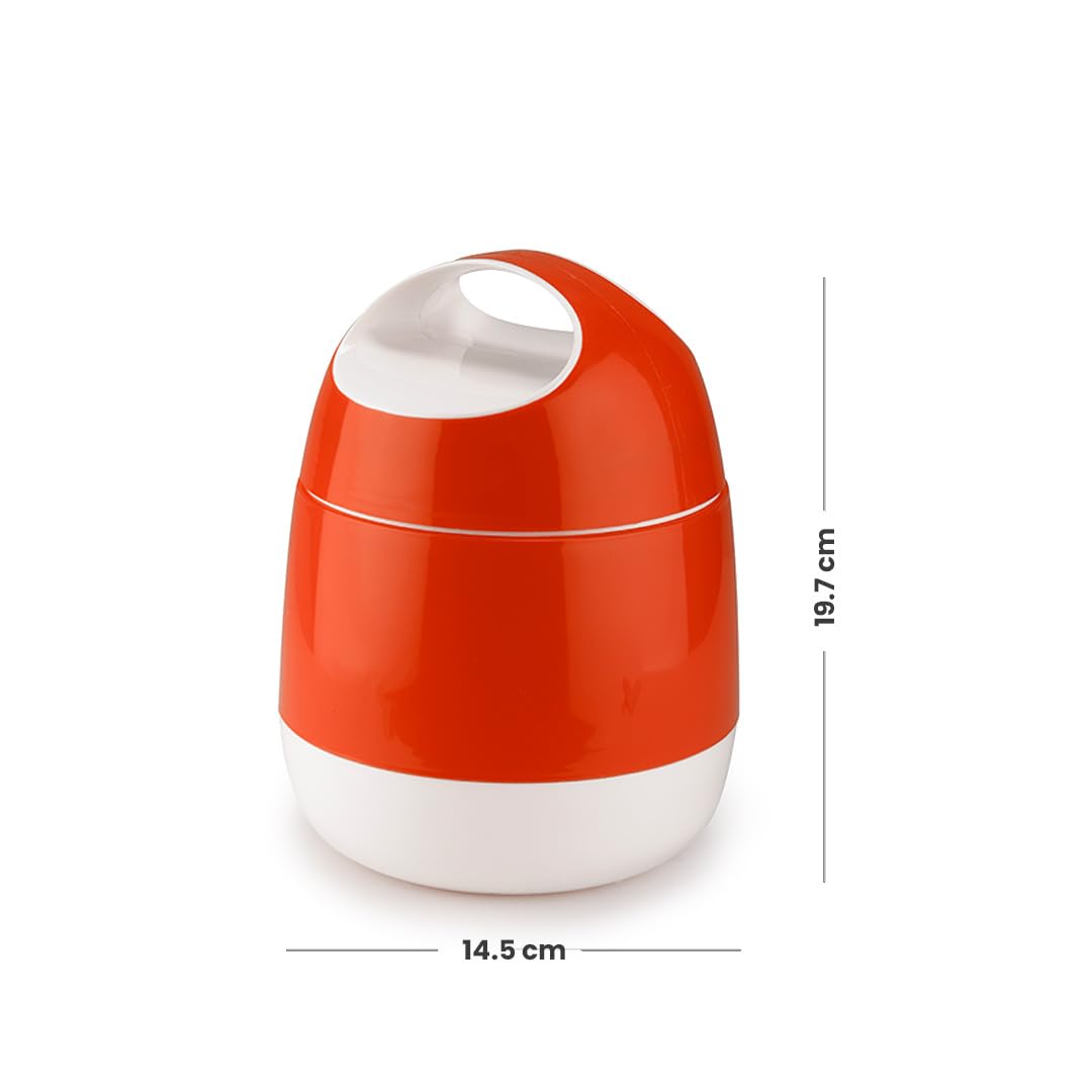 oliveware SOPL (Logo) with Device Marvel Lunch Box with Insulated Box, 3 Stainless Steel Containers 300ml Each, Leak Proof & Sturdy - Cherry