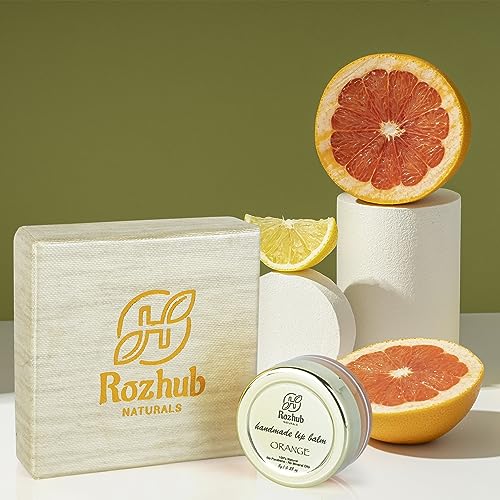 Rozhub Naturals Handmade Vegan Lip Balm for Dry, Chapped lips, Paraben & Sulphate Free - 8g (Orange)