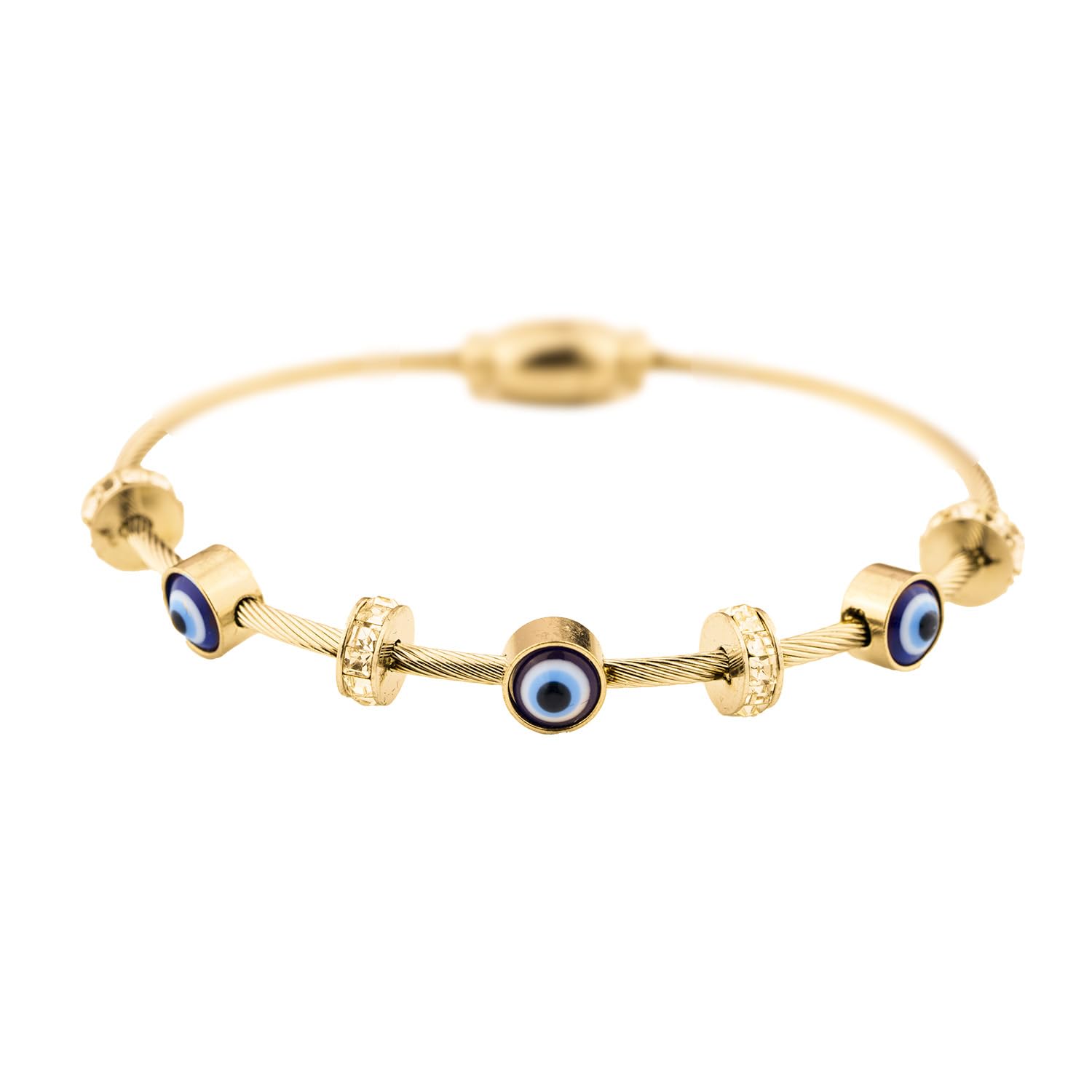 Gold Evil Eye Diamond Magnetic Stainless Steel Waterproof Bracelet