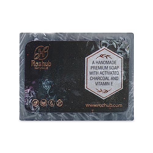 Rozhub Naturals Activated Charcoal Handmade Soaps, 100 Gm (Pack Of 4)