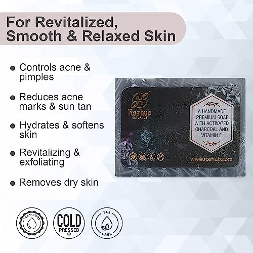 Rozhub Naturals Activated Charcoal Handmade Soaps, 100 Gm (Pack Of 4)