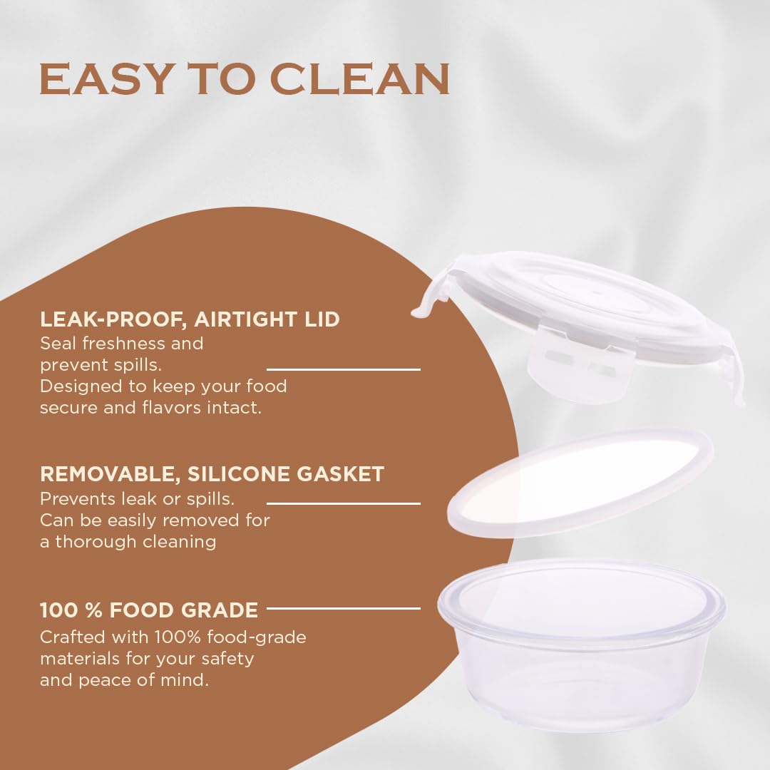 Oliveware Food Storage Container | Round Container | 400 ml| Air-Tight Fridge Organizer Case | BPA-Free Locking Lids | Microwave & Freezer Safe | Leak Proof Food Storage Meal Prep Containers