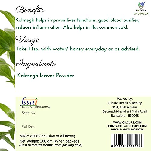 Nxtgen Ayurveda Kalmegh Powder | Chiryata | 100g | Nilavembu