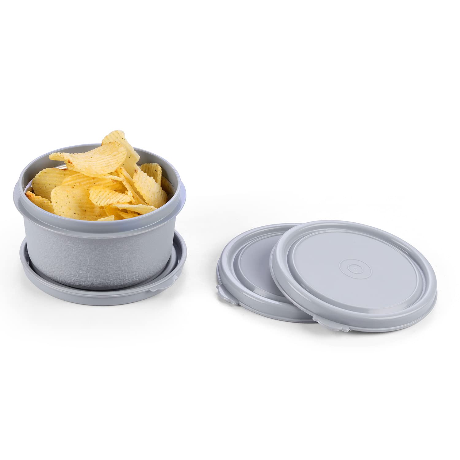 Oliveware Air Tight Lids for Benny Container | Set of 3 | Spill Proof | Leak Proof | For 290ml, 450ml, 600ml | Dishwasher & Freezer Safe (Grey)