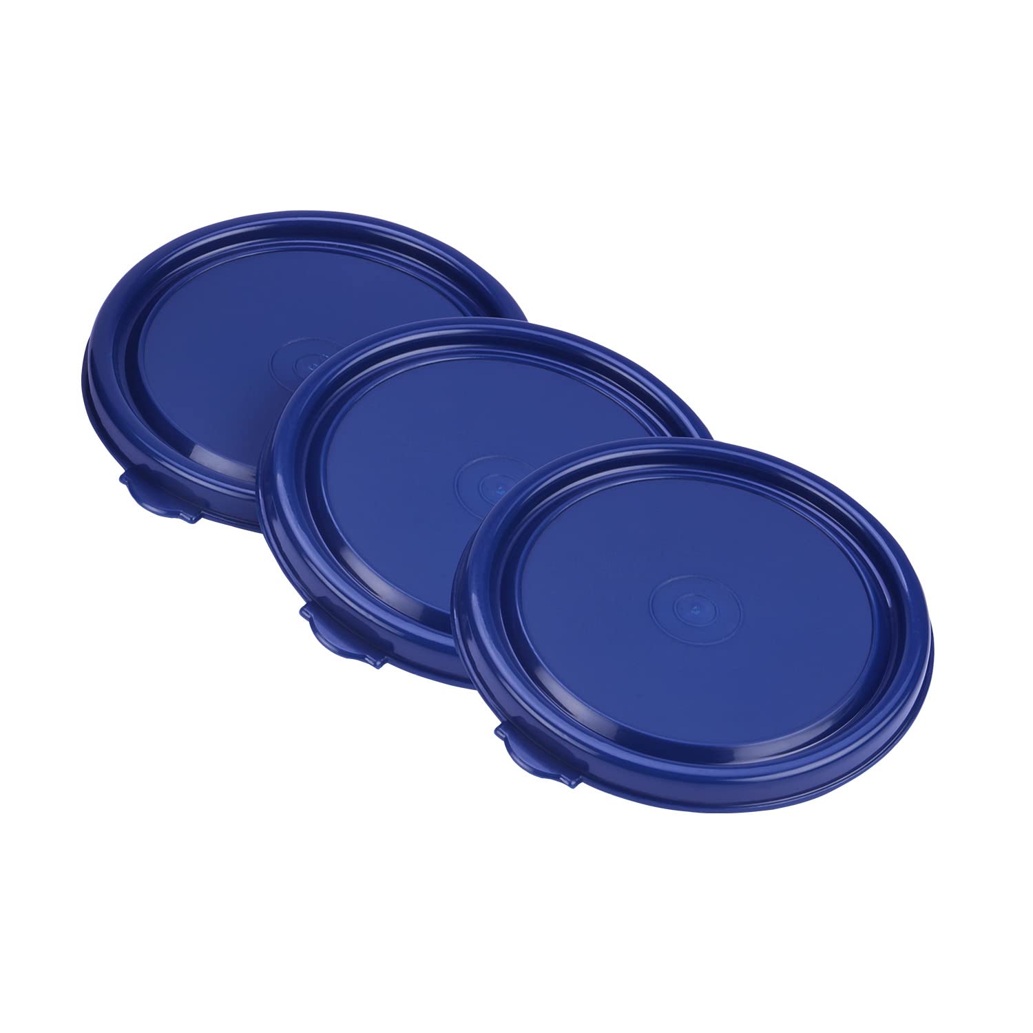 Oliveware Air Tight Lids for Benny Container | Set of 3 | Spill Proof | Leak Proof | For 290ml, 450ml, 600ml | Dishwasher & Freezer Safe (Fire Blue)
