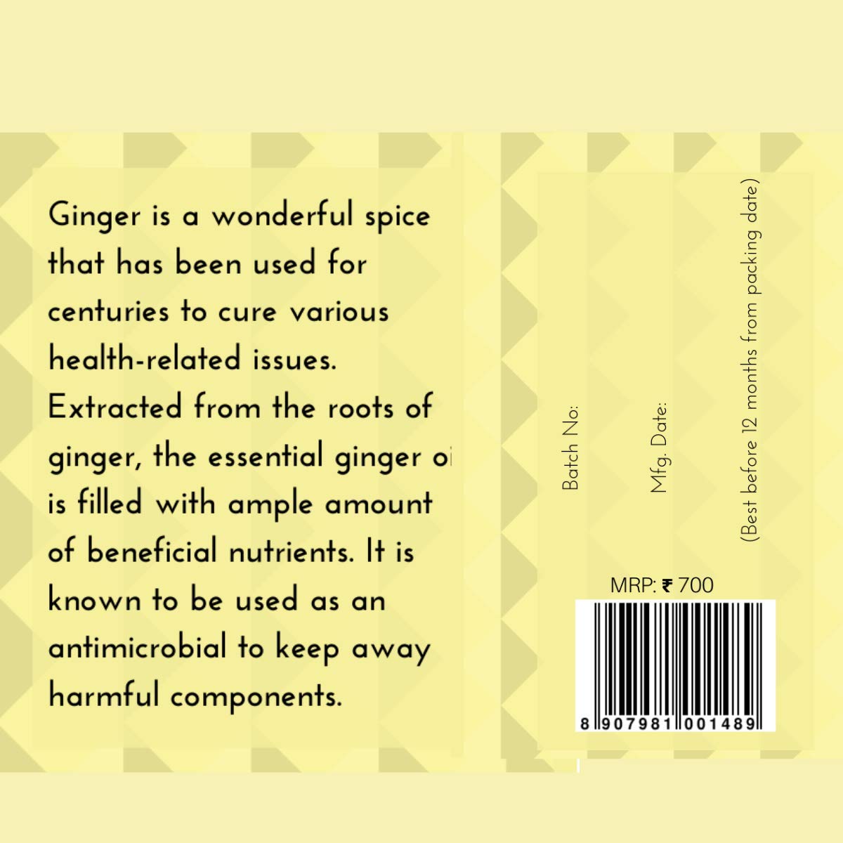 Oilcure Ginger Essential Oil | 30 ml | Pure | Undiluted