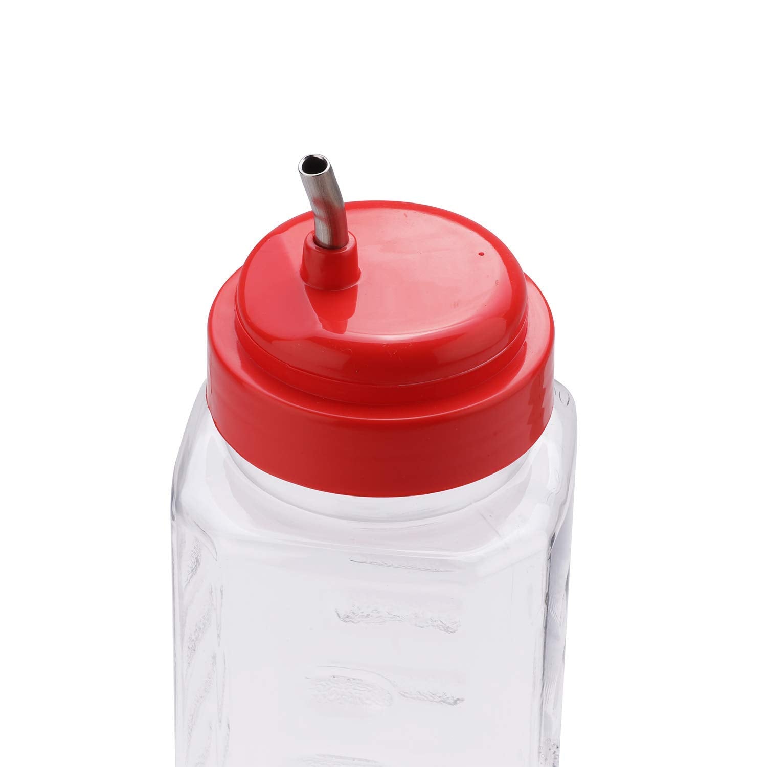 Oliveware Oil Dispenser - Red | Easy to Pour | Leak-Proof | Oil Container Transparent | 1000 ml Capacity | Anti Skid & No Spill Bottle