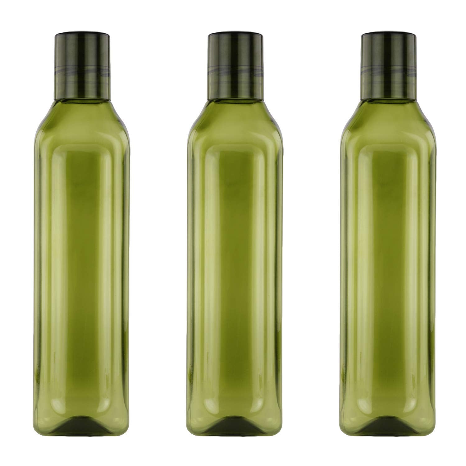 Oliveware Premium Plastic Water Bottle, 1L, Set of 3, Green