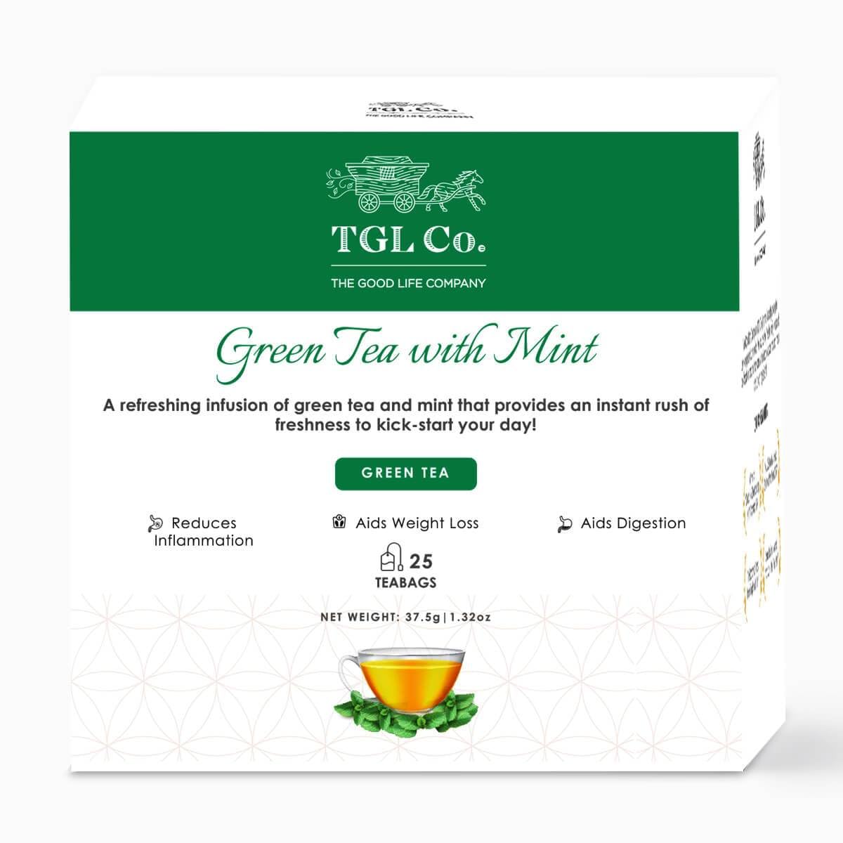 Green Tea With Mint Dust Tea Bags (25 Tea Bags) Pack of 4