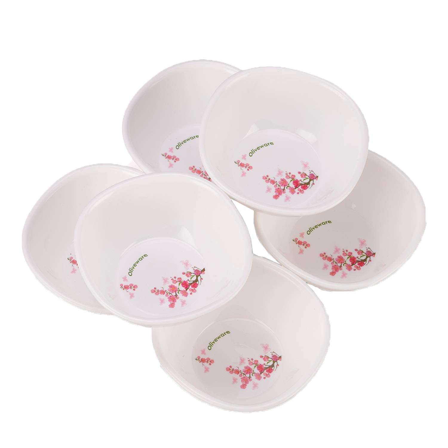 oliveware Printed Square Bowl Small Pink - 200 ml | Set of 6