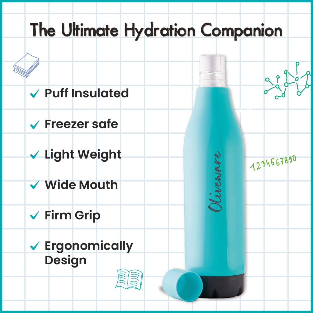SOPL-OLIVEWARE Rivo Water Bottle | For Home, Office & Gym use | Pack of 1 | Better Grip | 1000 ml Water Bottle - Blue