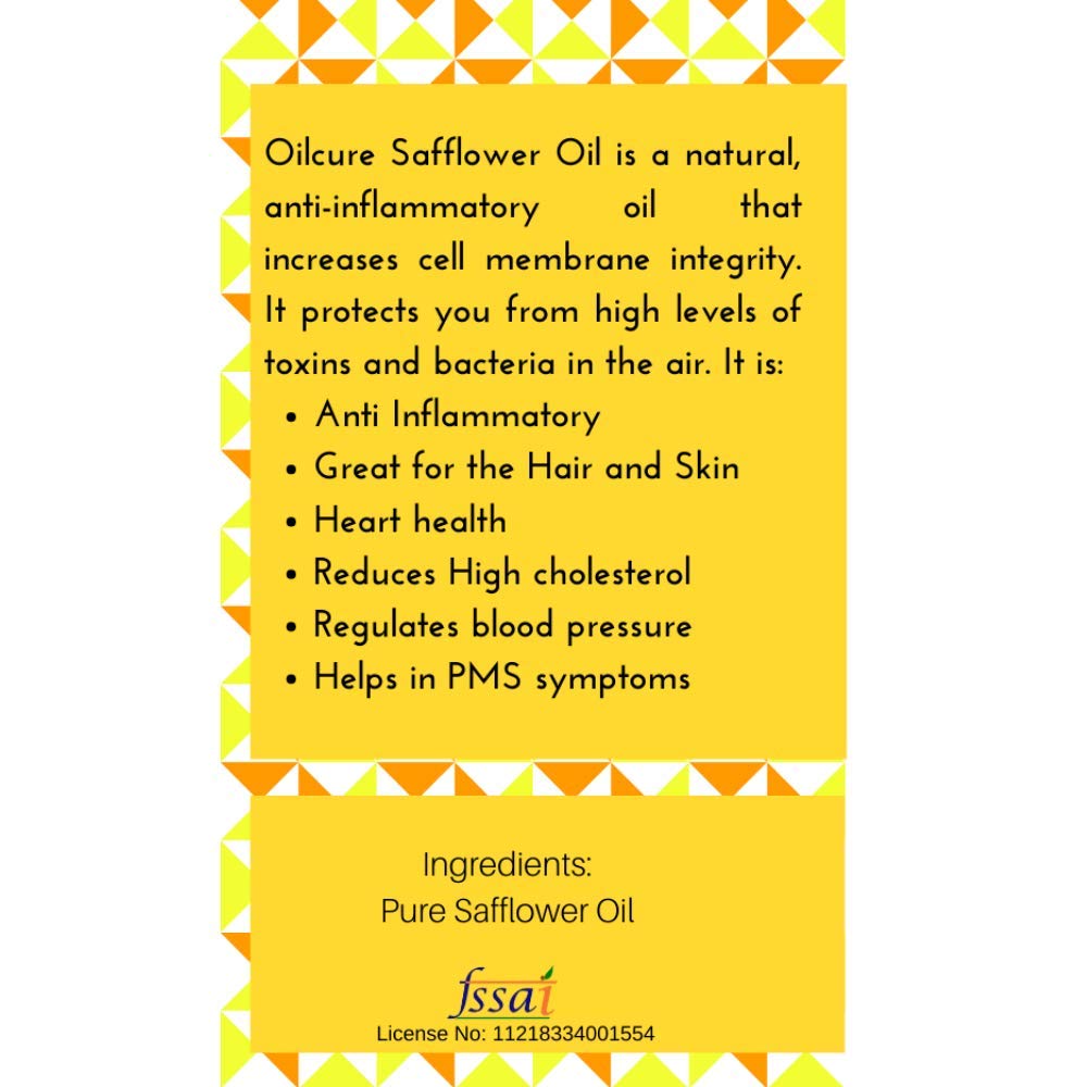 Oilcure Safflower Oil | Cold Pressed | 100 ml | Pure