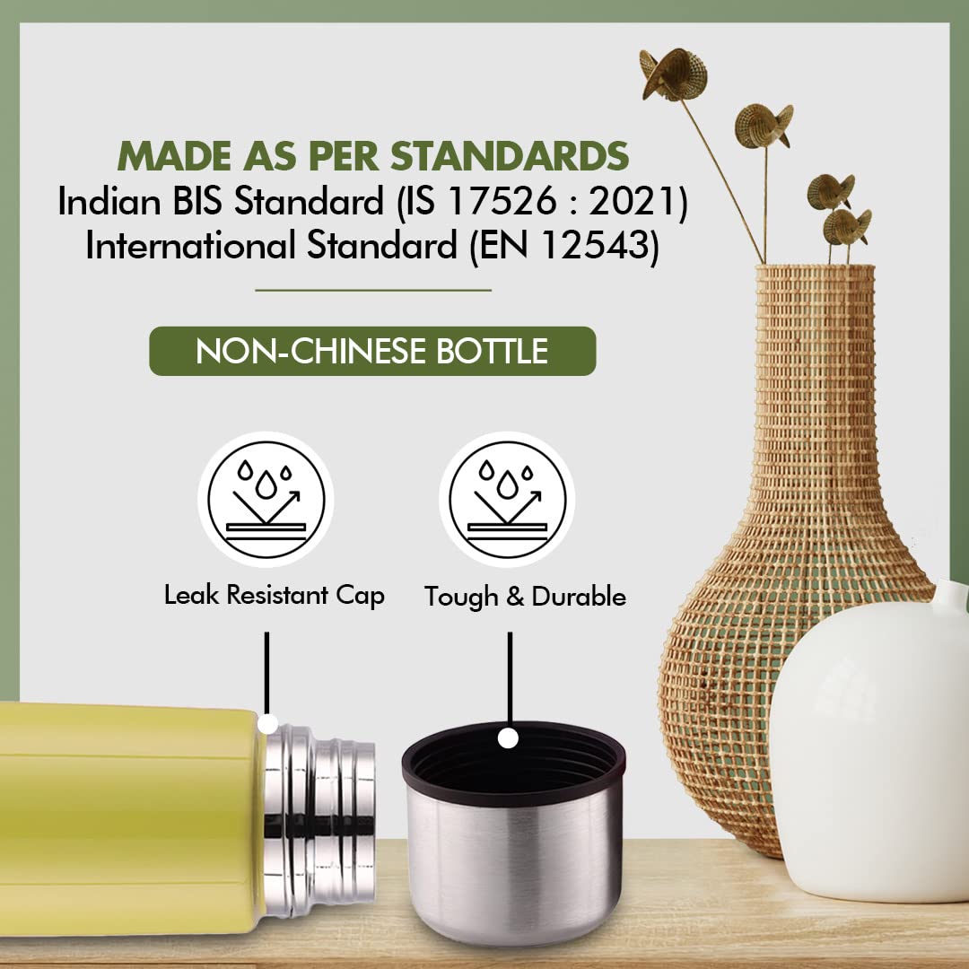 SOPL-OLIVEWARE Spyker Vacuum Double Wall Flask Bottle, Stainless Steel (500ml), Hot & Cold, Insulated Bottle, Fit for Indoor & Outdoors - Green