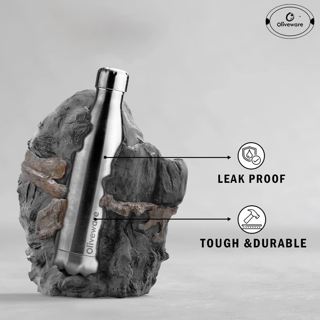 SOPL-OLIVEWARE Sigma Vacuum Double Wall Bottle, Stainless Steel, Hot & Cold, Insulated Bottle, Fit for Indoor & Outdoors (500 Ml, Silver)