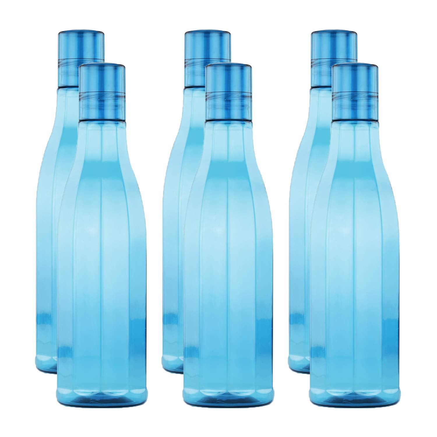 Oliveware Premium AKQUA Range Plastic Water Bottle, 1L, Set of 6, Blue