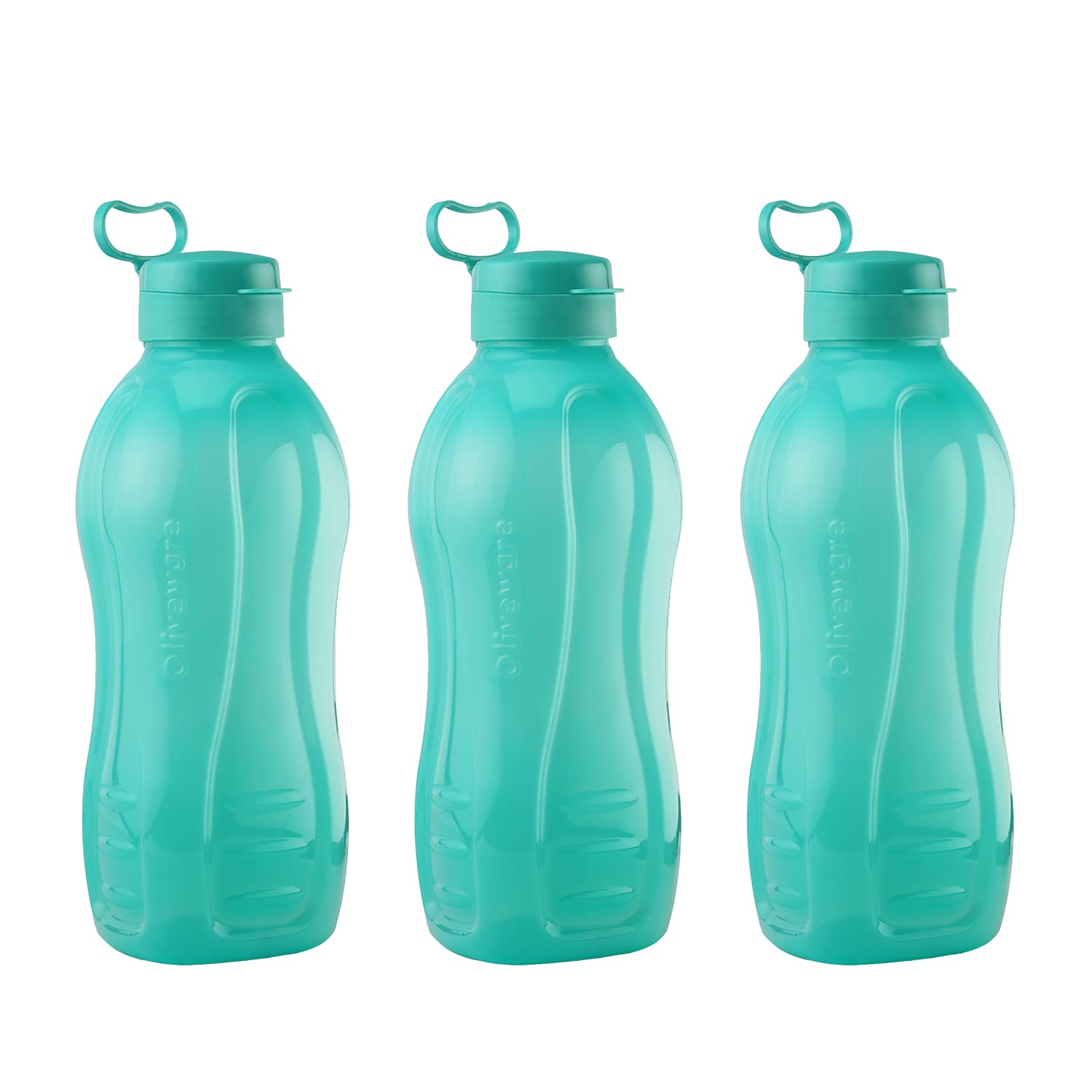 oliveware Jumbo 2 Litre Water Bottle, 100% Leak Proof, BPA Free Premium Plastic Bottle, for Home, Office & Gym, Sturdy with Holder, Pack of 3 (Voilet)