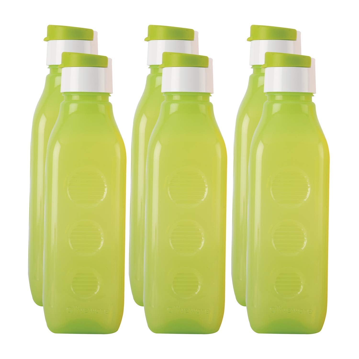 Oliveware Premium PET Water Bottle | SUPERIYA Range | Green - Pack of 6 | 1 Litre Bottle | Better Grip | 1000 Ml Capacity | for Home & Office Use