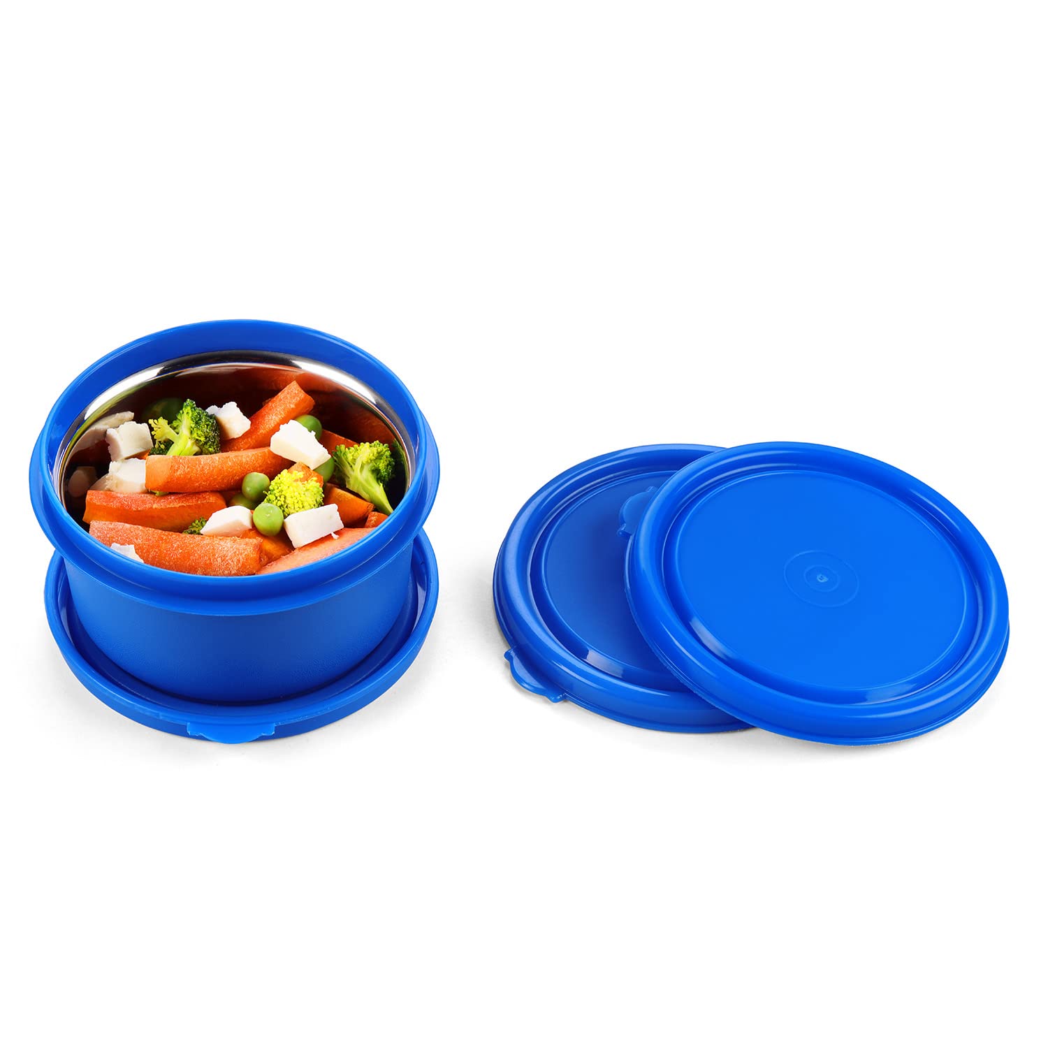 Oliveware Air Tight Lids for Benny Container | Set of 3 | Spill Proof | Leak Proof | For 290ml, 450ml, 600ml | Dishwasher & Freezer Safe (Midnight Blue)