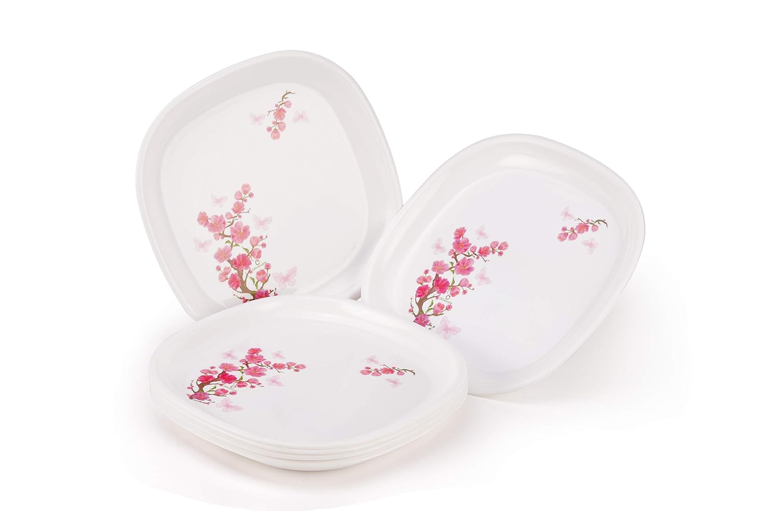oliveware Set of 6 Square Printed Plate Big Pink