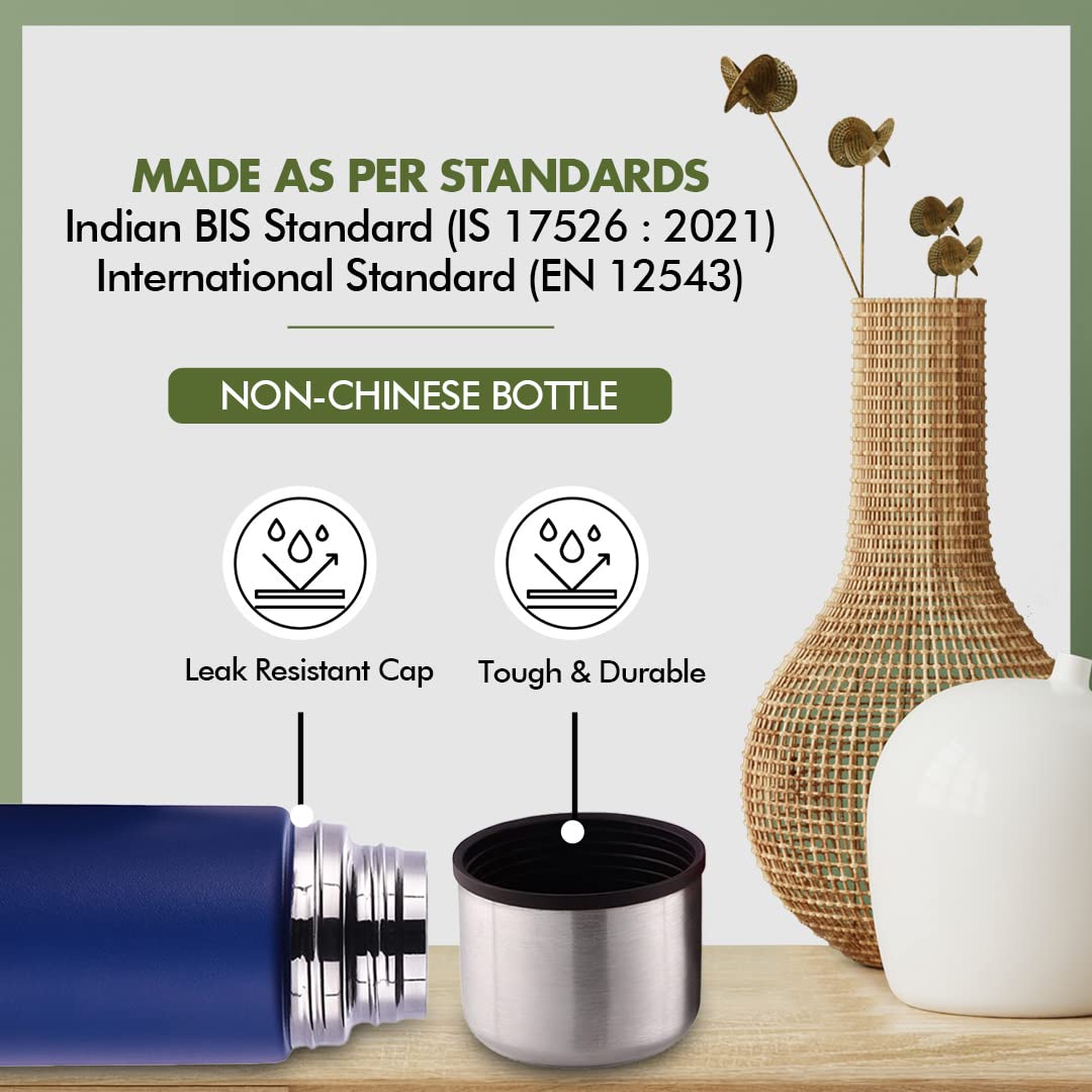 SOPL-OLIVEWARE Skyper Vacuum Bottle (500ml), Stainless Steel, Hot & Cold, Insulated Bottle, Fit for Indoor & Outdoors (Blue)