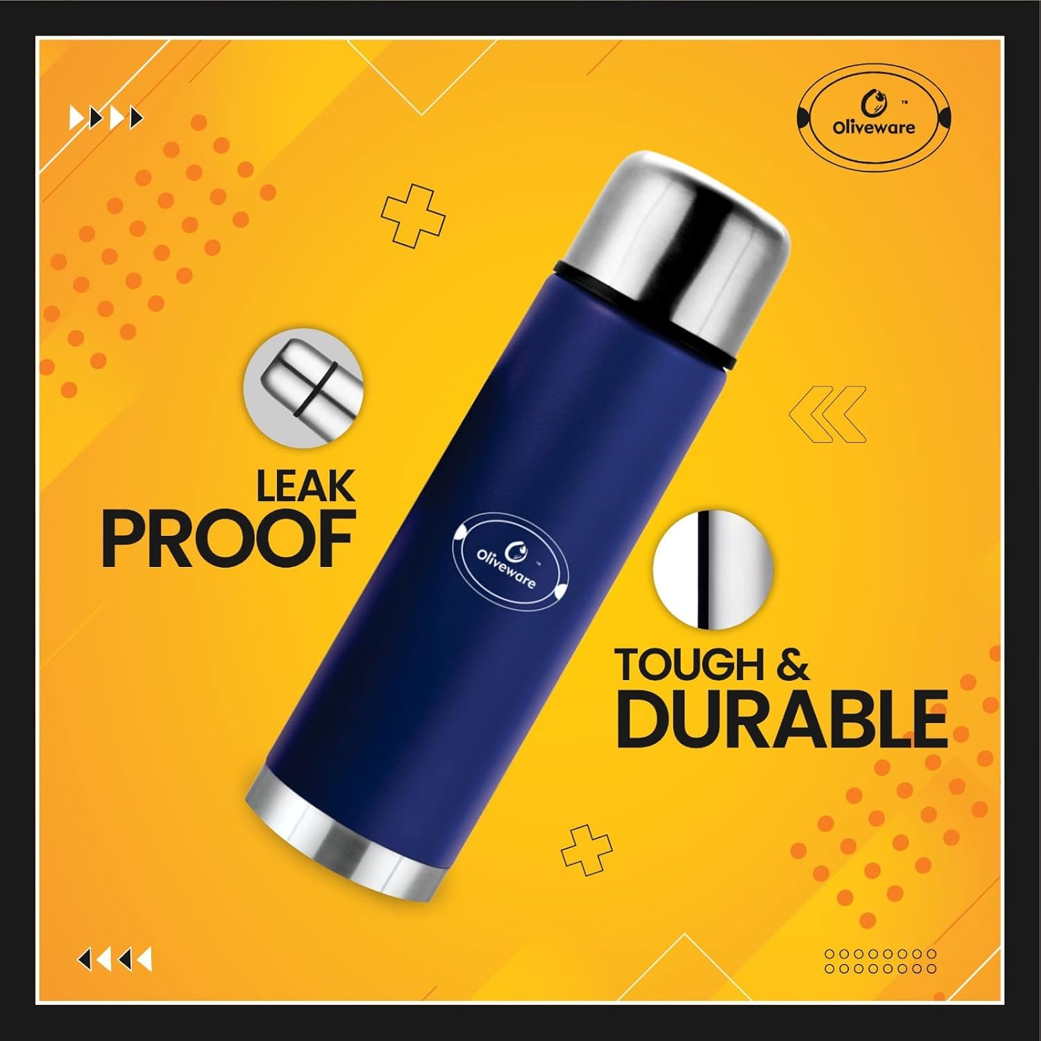 SOPL-OLIVEWARE Haze Vacuum Double Wall Bottle, Stainless Steel (750ml), Hot & Cold, Insulated Bottle, Fit for Indoor & Outdoors - Matt Blue