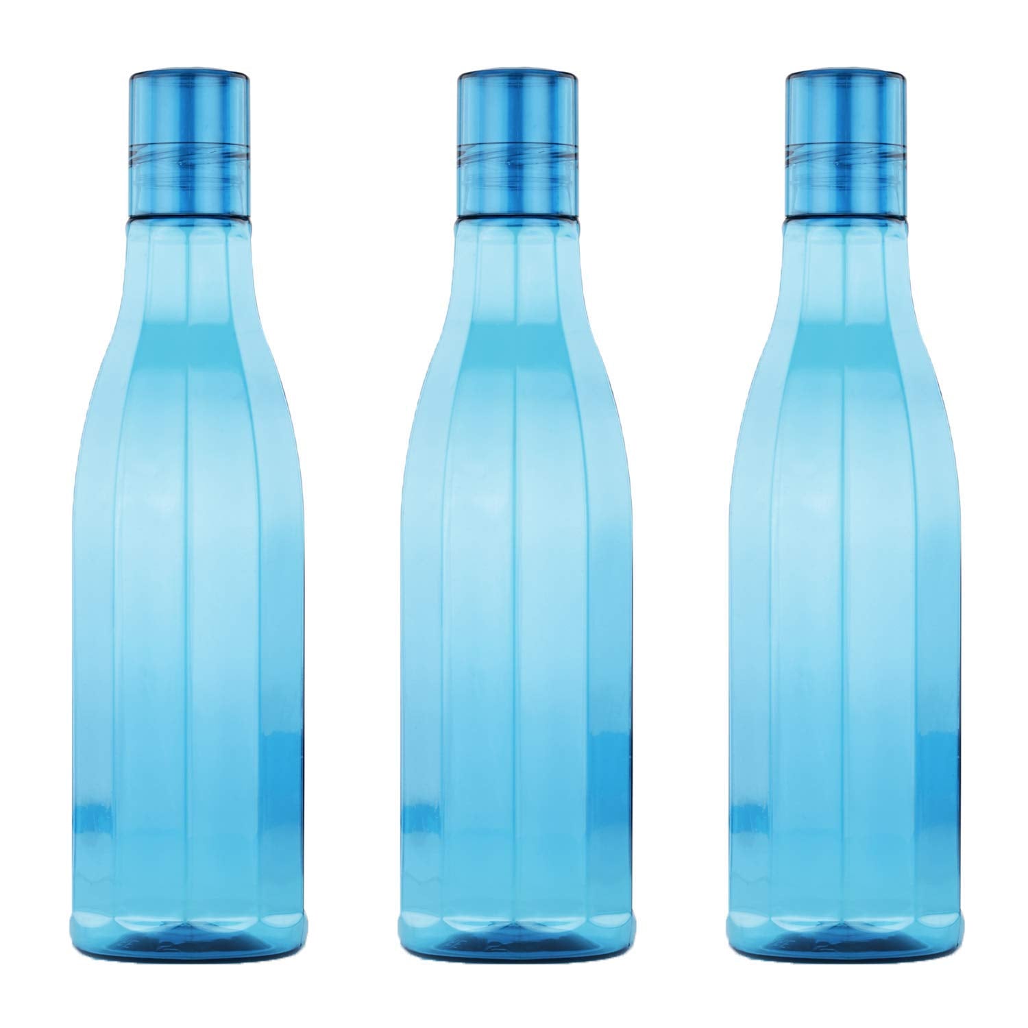 Oliveware Premium AKQUA Range Plastic Water Bottle, 1L, Set of 3, Blue