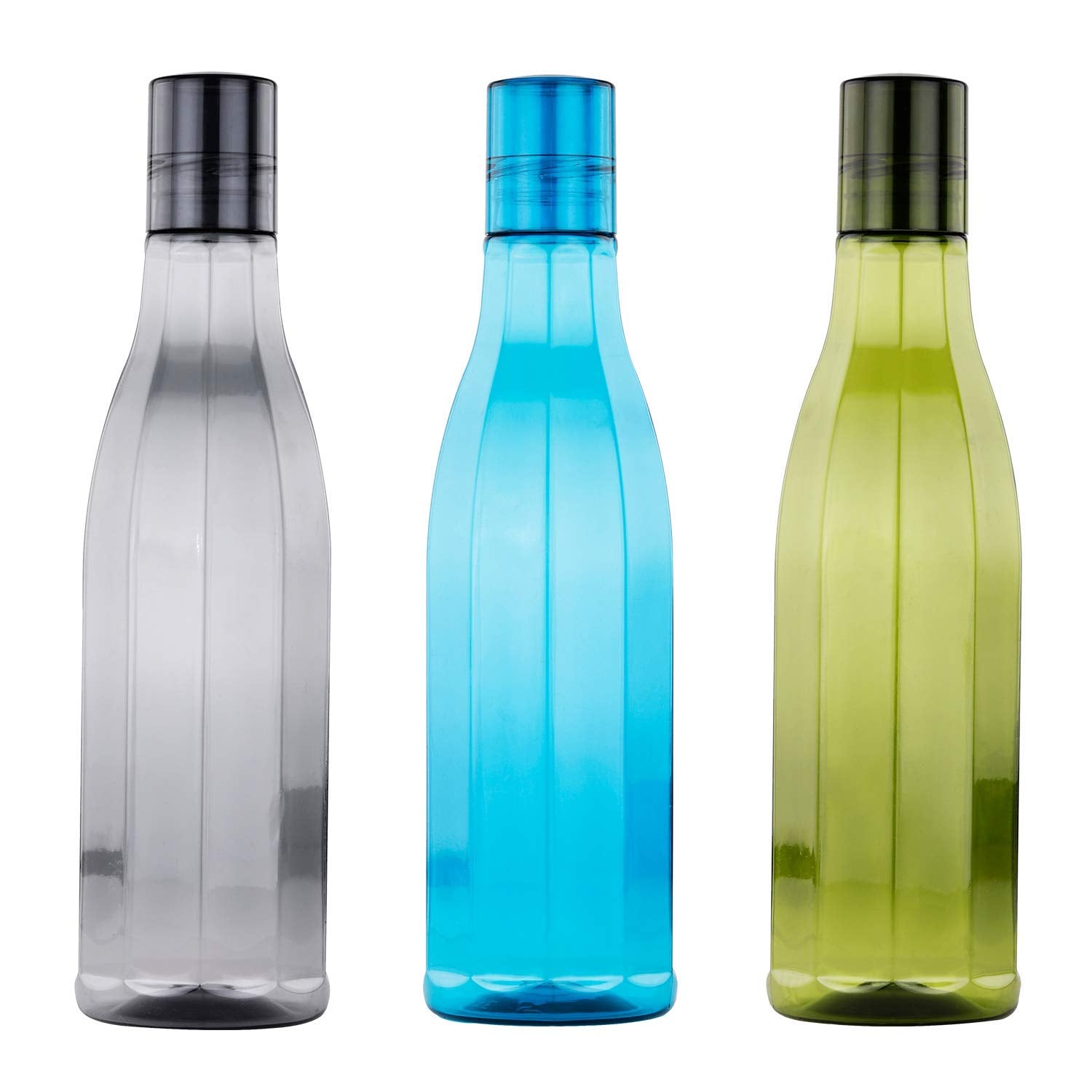 oliveware Premium AKQUA Range Plastic Water Bottle, 1L, Set of 3, Multicolour