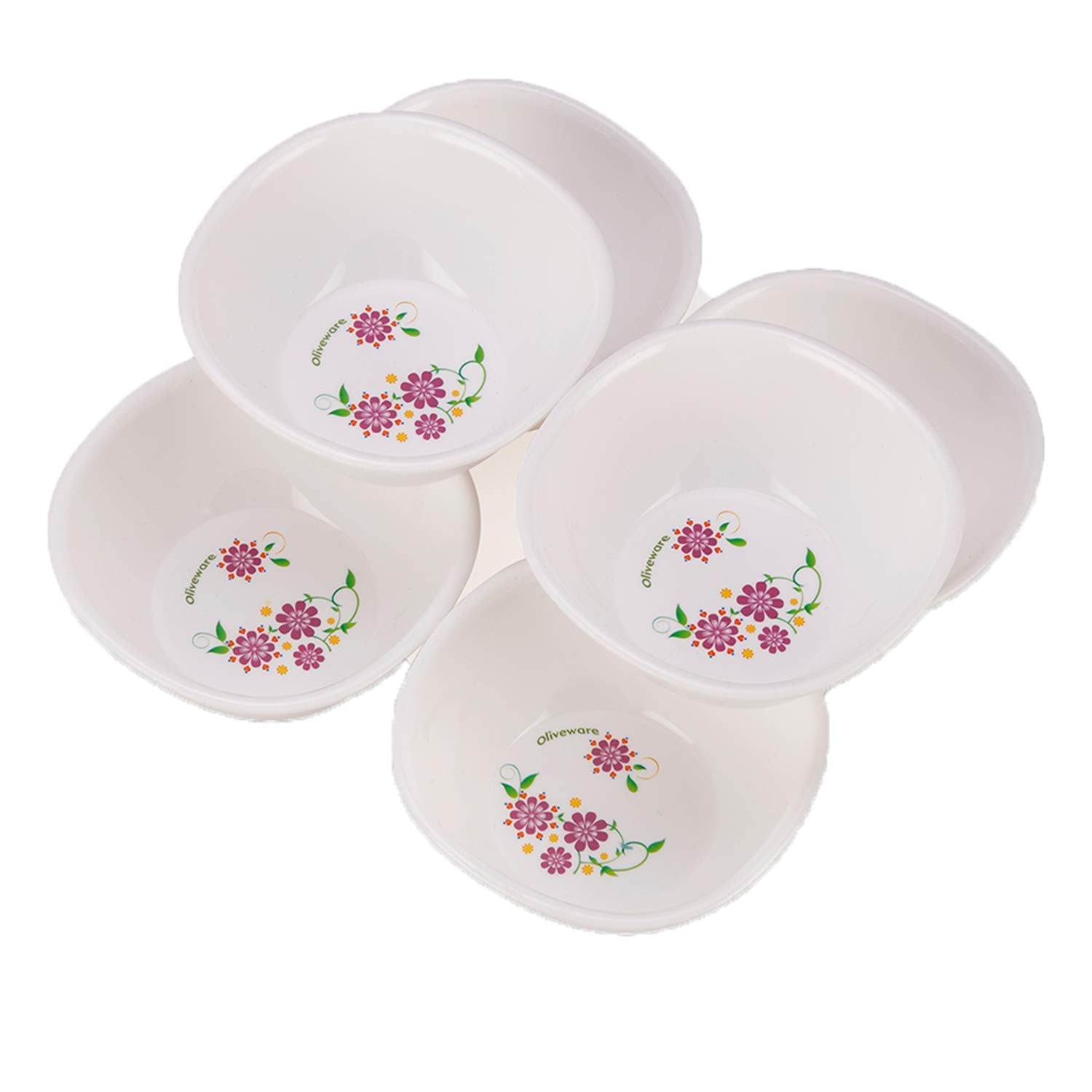 oliveware Printed Square Bowl Small Purple- 200 ml | Set of 6