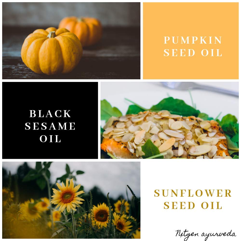 Oilcure Five Nectars Oil | Cold Pressed Coriander, Sunflower, Pumpkin, Black Sesame & Flax Seed Oil - 100 ml