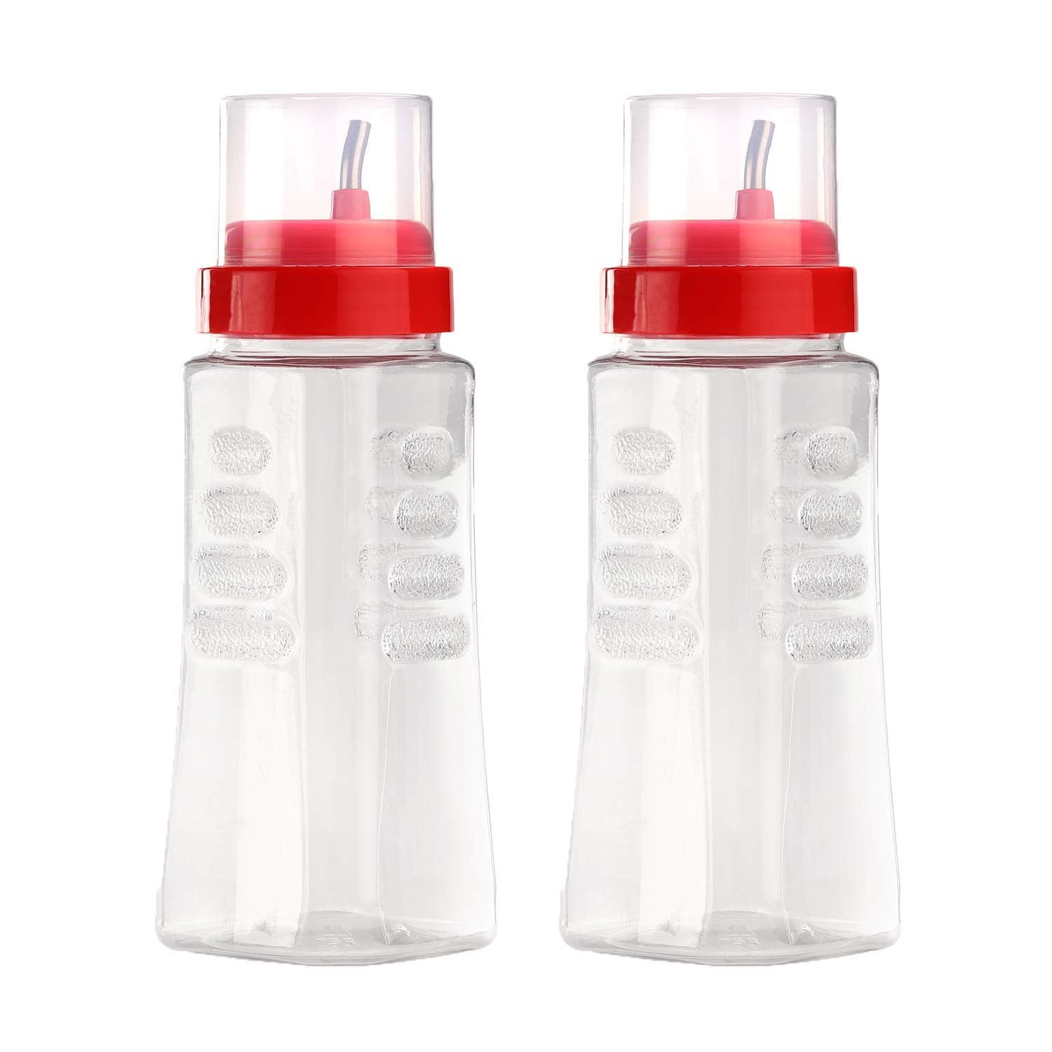 oliveware Oil Dispenser | Easy to Pour | Leak-Proof | Oil Container Transparent | 500 Ml Capacity | Pack of 2 | Anti Skid & No Spill Bottle - Red