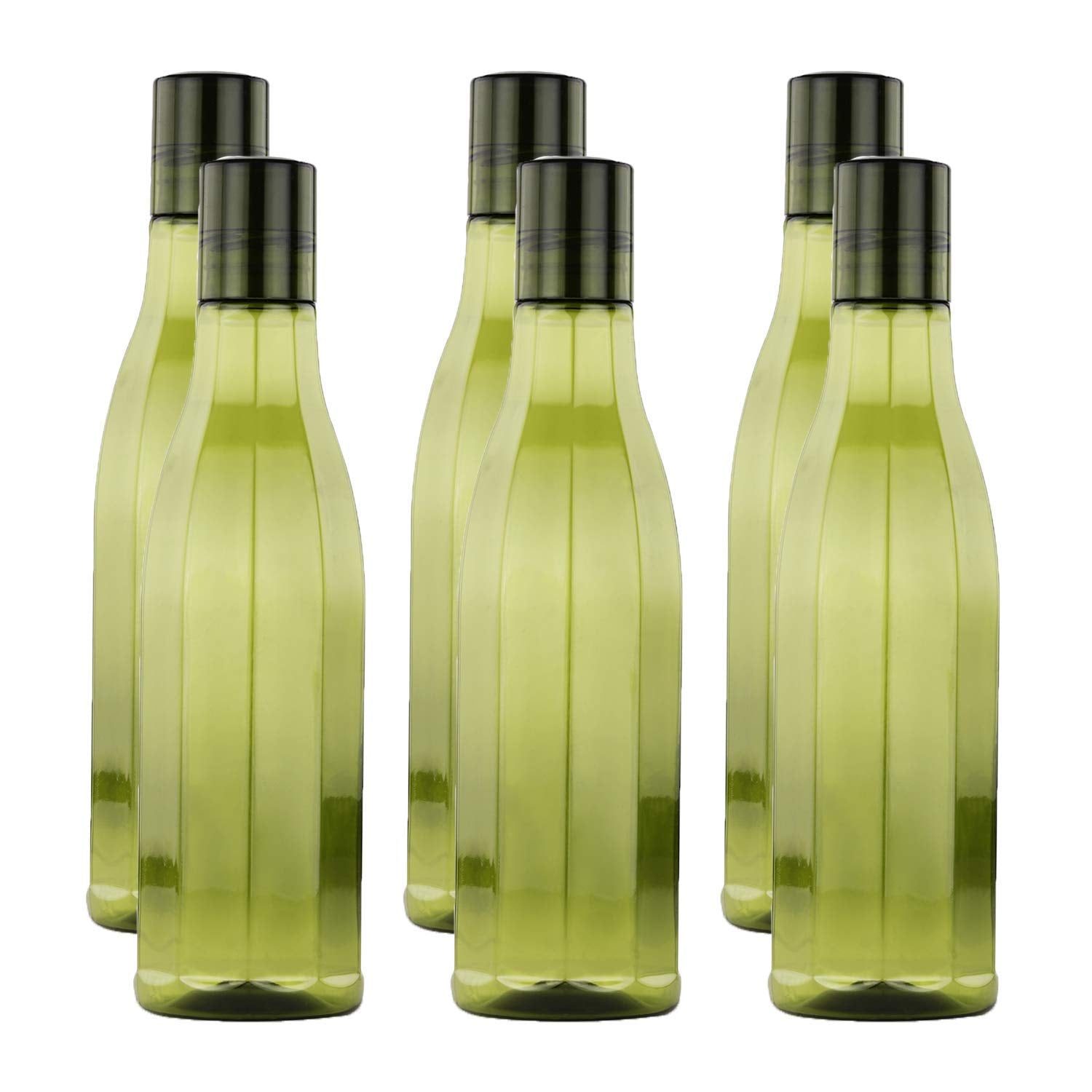Oliveware Premium AKQUA Range Plastic Water Bottle, 1L, Set of 6, Green