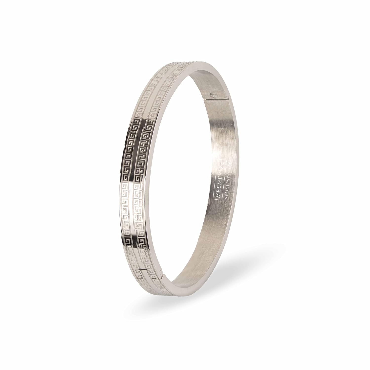 Silver Atticus Kada Stainless Steel Openable Oval Kada Bracelet | Waterproof, Anti-tarnish, Rust-free, Skin friendly | 8 mm Bracelets for Men Bracelet