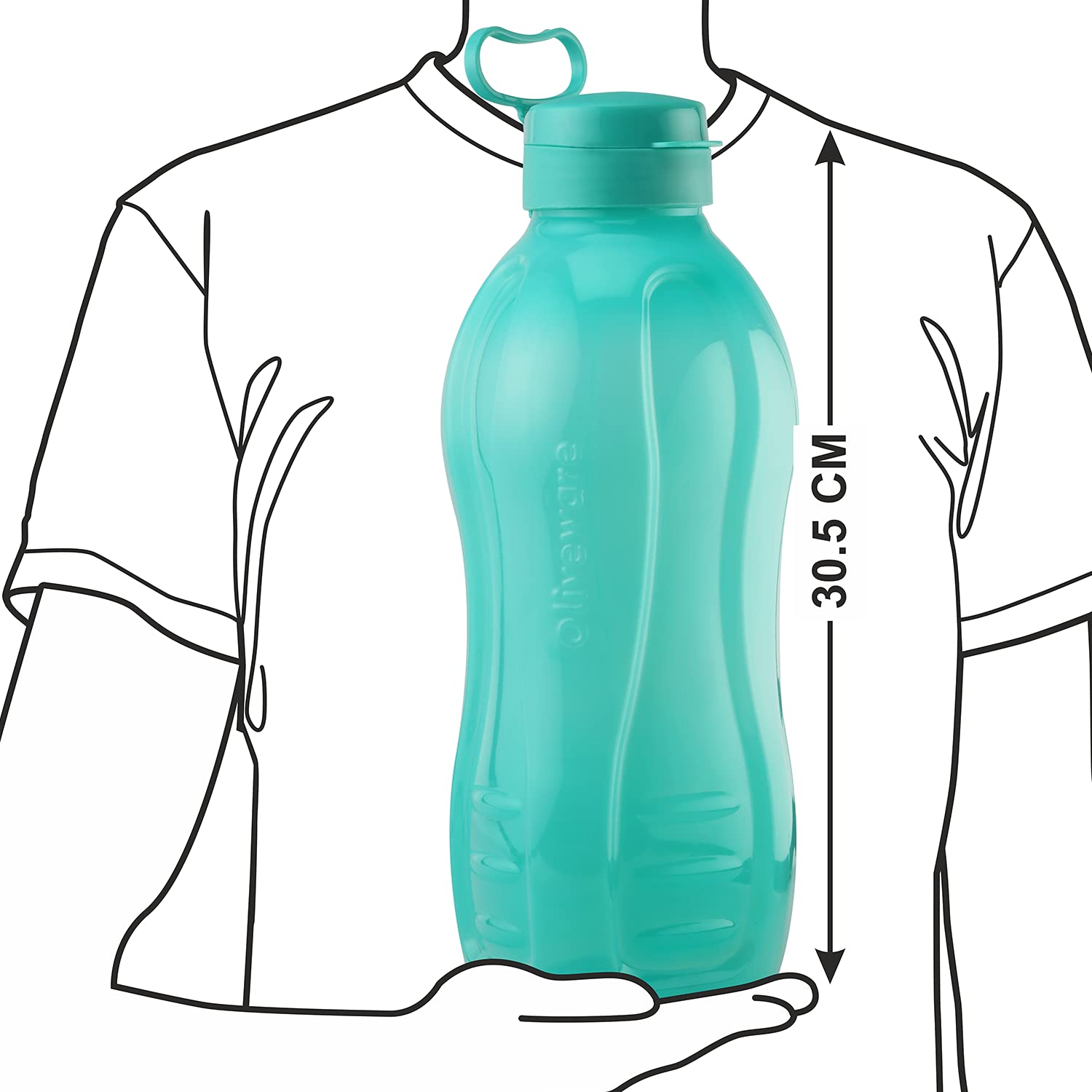 Oliveware Premium Plastic Water Bottle, 1000ML, 2L, Set of 2, Green And Blue Mix