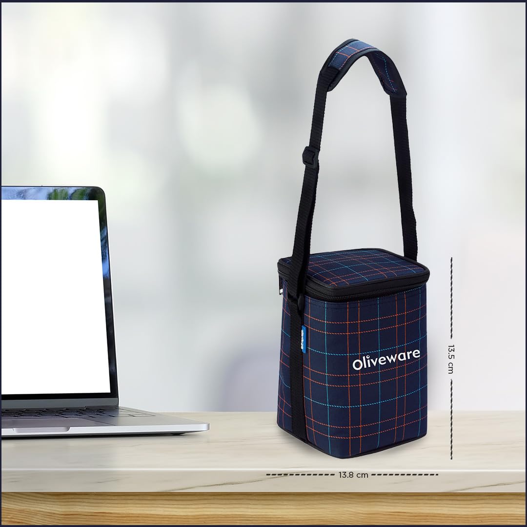 SOPL-OLIVEWARE Spyker Glassware Square Lunchbox, Borosilicate Glass Containers, Microwave Safe & Leak Proof, 3 Containers with BPA Free Lids (320ml) Each - Blue