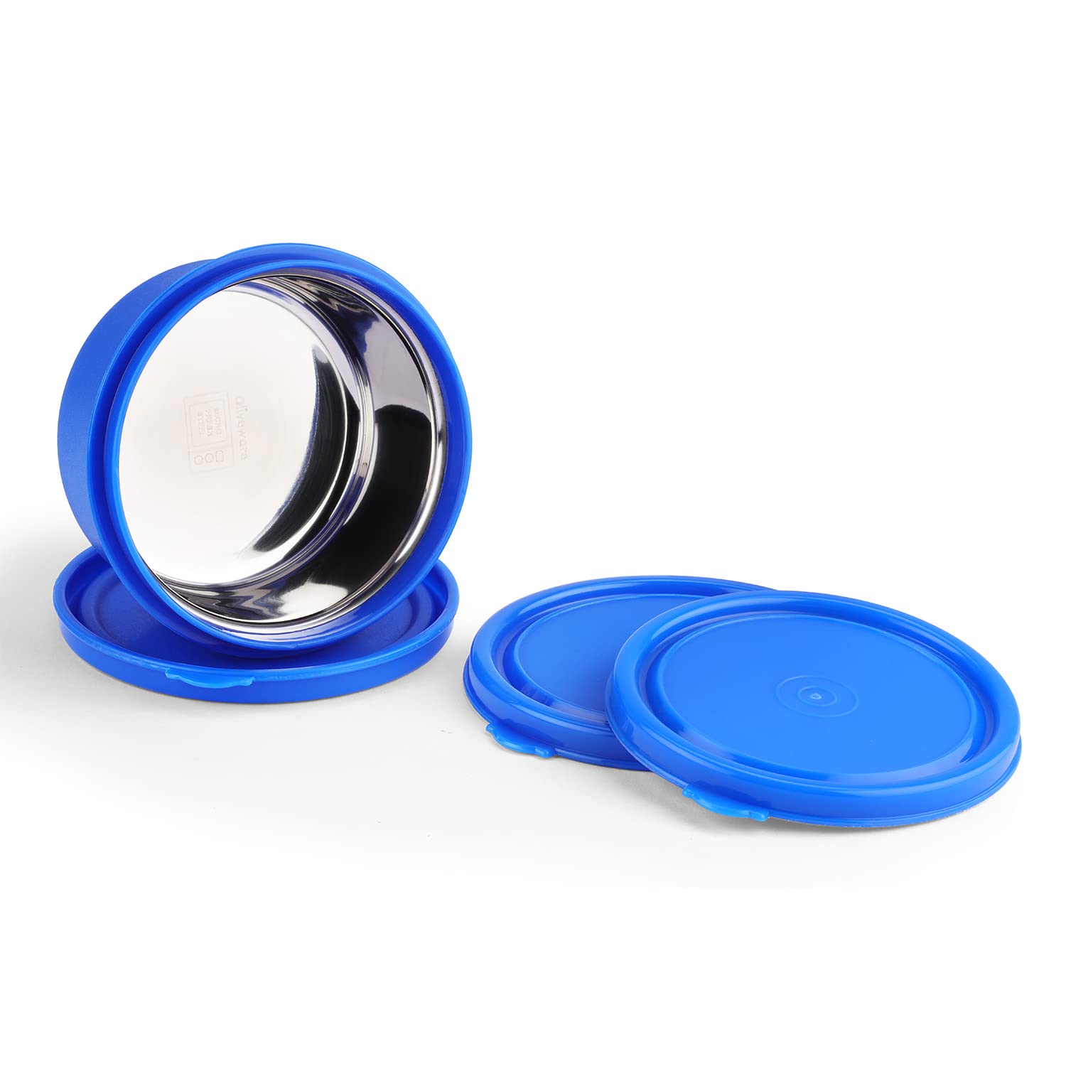 Oliveware Air Tight Lids for Benny Container | Set of 3 | Spill Proof | Leak Proof | For 290ml, 450ml, 600ml | Dishwasher & Freezer Safe (Midnight Blue)
