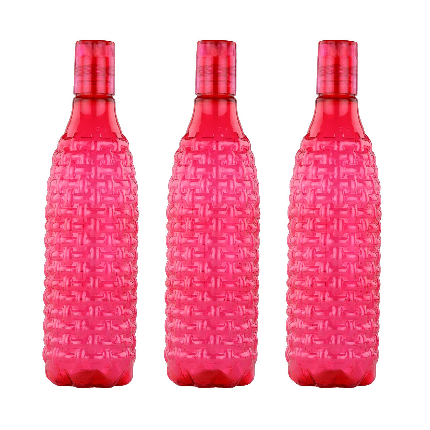oliveware Premium Plastic Water Bottle, 1L, Set of 3, Pink