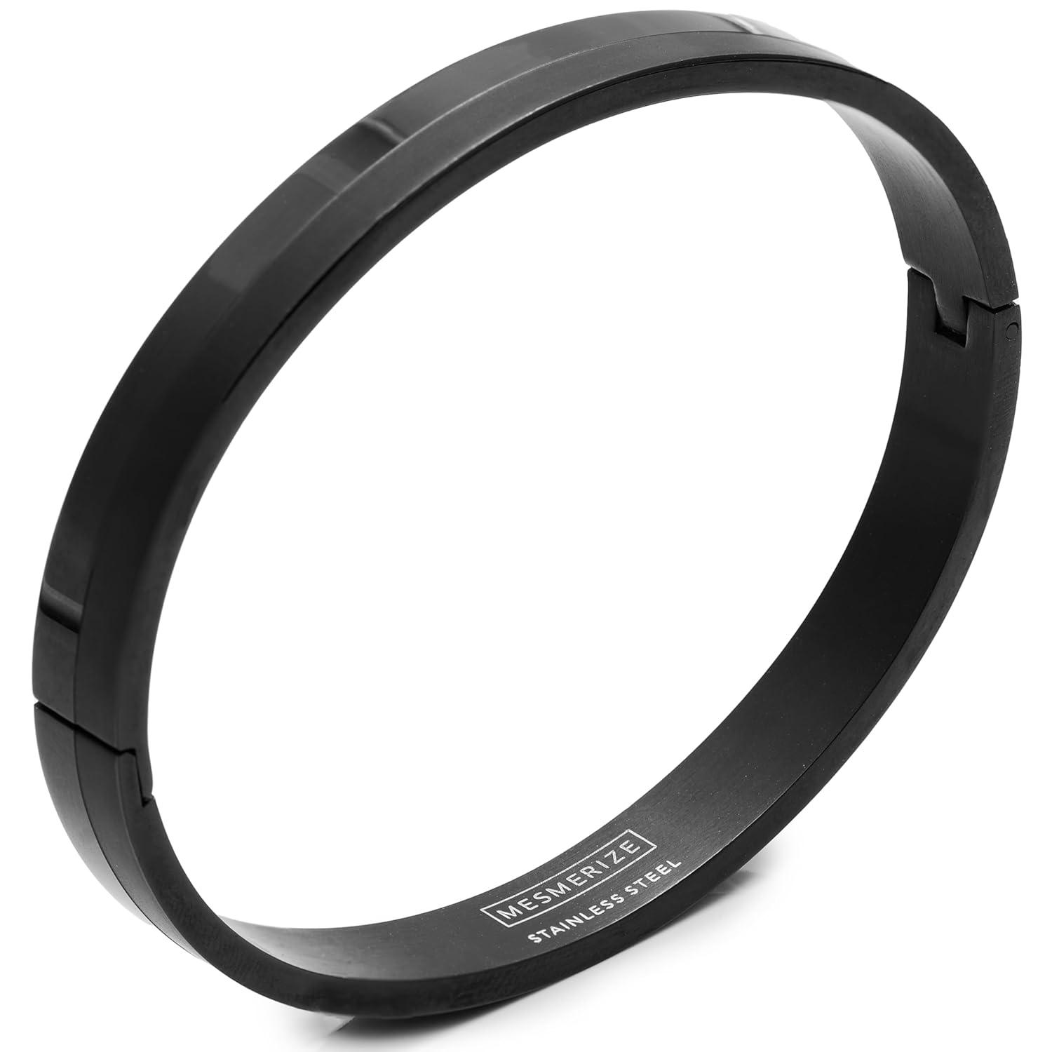 Black Dual Finish Kada Stainless Steel Openable Oval Kada Bracelet | Waterproof, Anti-tarnish, Rust-free, Skin friendly | 8 mm Bracelets for Men