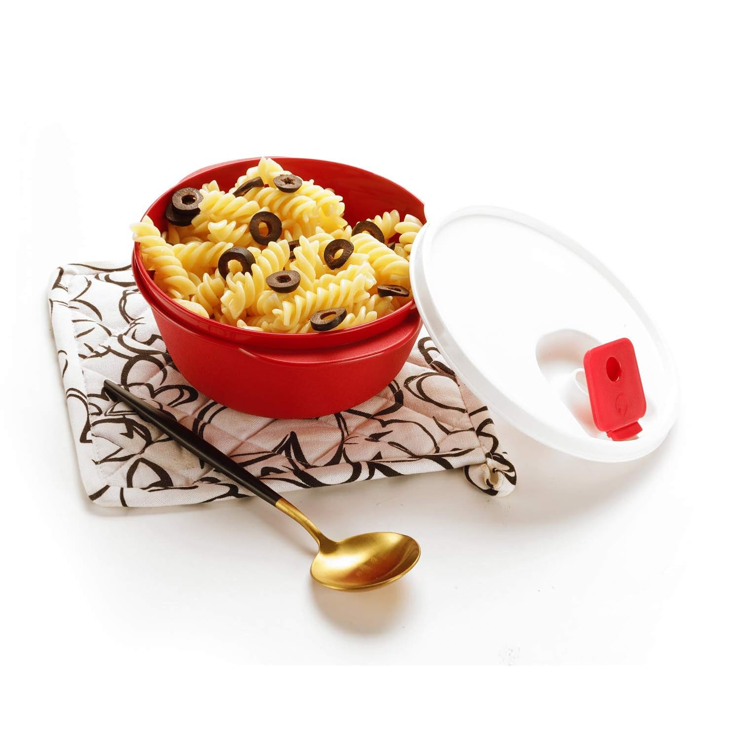 oliveware Micro Dynasty Containers with Air Vent Lid, Microwave & Dishwasher Safe, BPA Free, Store and Serve, Set of 2 (1 Big 2000ml & 1 Small 900ml) - Maroon