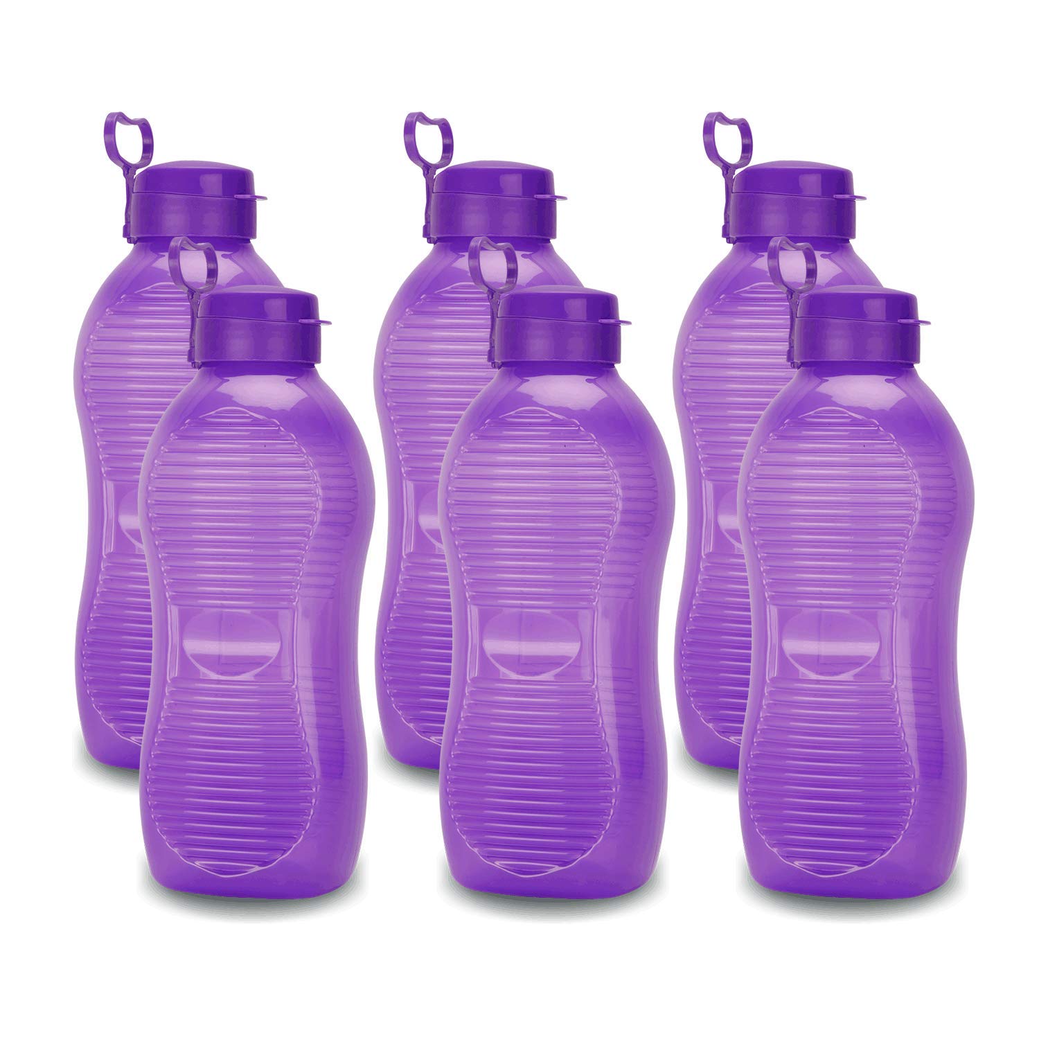 oliveware King Plastic Water Bottle, 2L, Set of 6, Violet