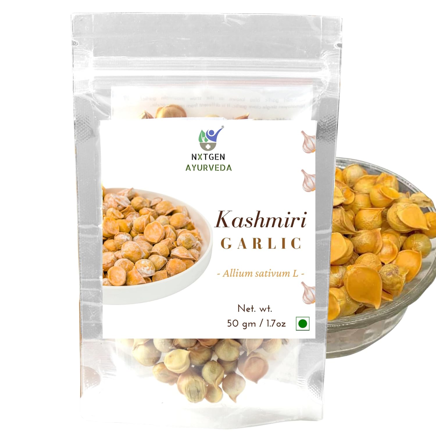 Nxtgen Ayurveda Kashmiri Garlic Single Clove | 50 gm | Himalayan Snow Mountain Garlic | Whole