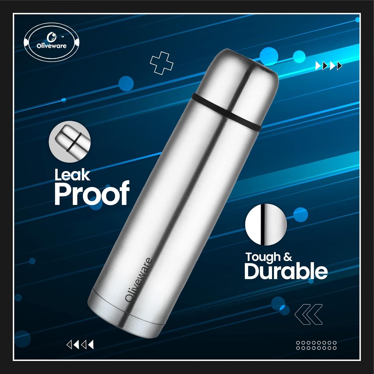 SOPL-OLIVEWARE Spyker Vacuum Double Wall Flask Bottle, Stainless Steel (500ml), Hot & Cold, Insulated Bottle, Fit for Indoor & Outdoors - Silver