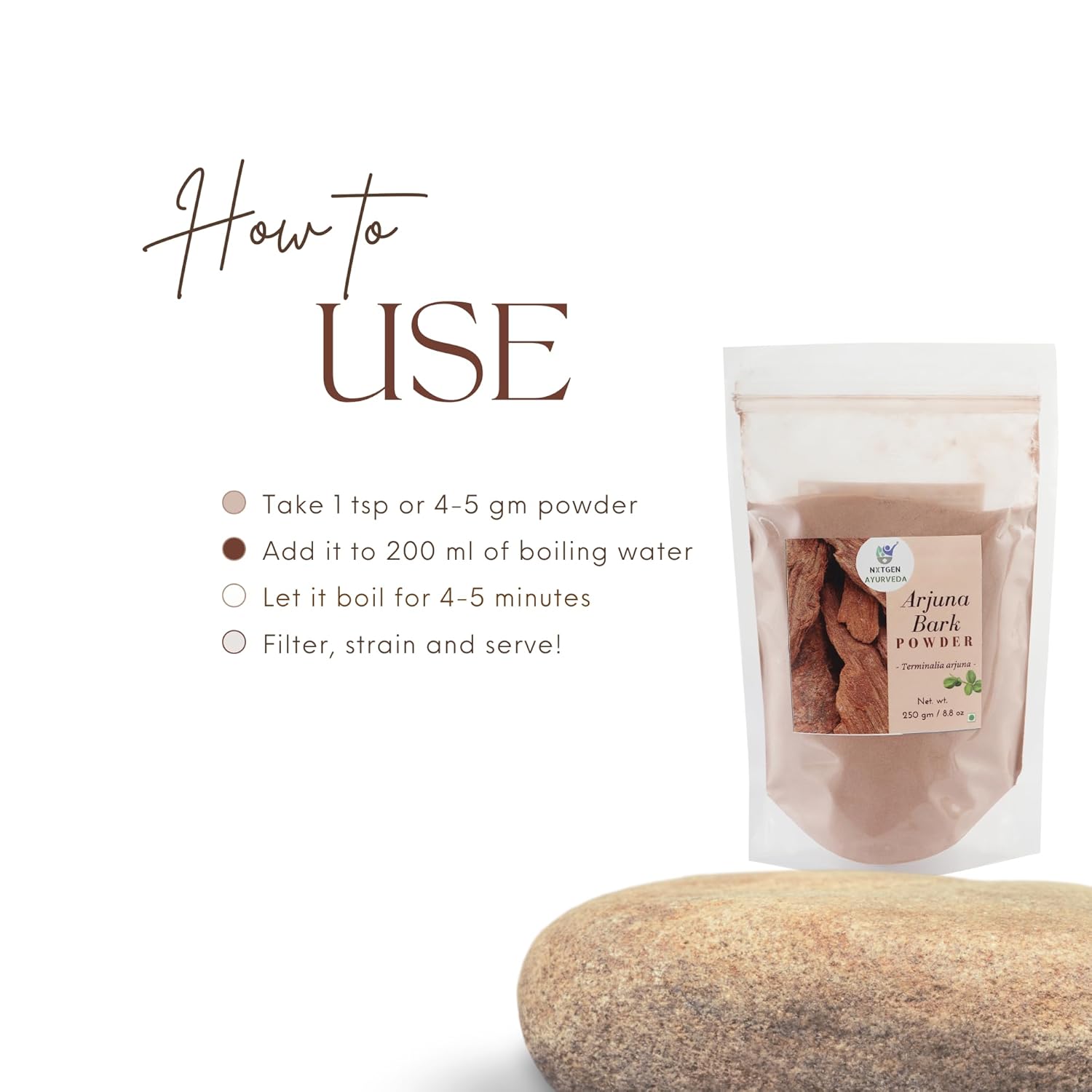 Nxtgen Ayurveda Arjun Chaal Powder | 250 gm | Terminalia Arjuna | Arjun Ki Chaal Powder