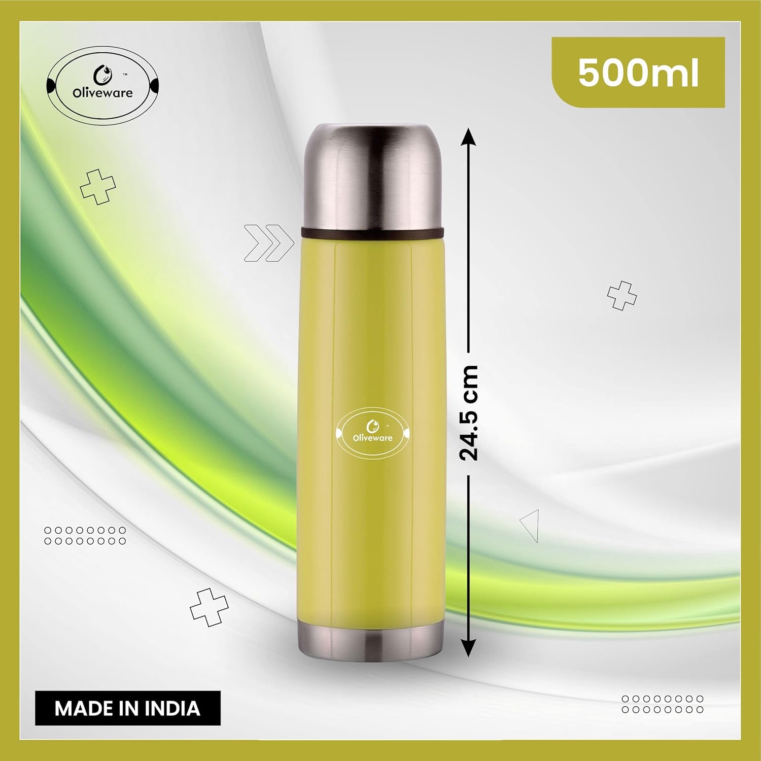 SOPL-OLIVEWARE Spyker Vacuum Double Wall Flask Bottle, Stainless Steel (500ml), Hot & Cold, Insulated Bottle, Fit for Indoor & Outdoors - Green