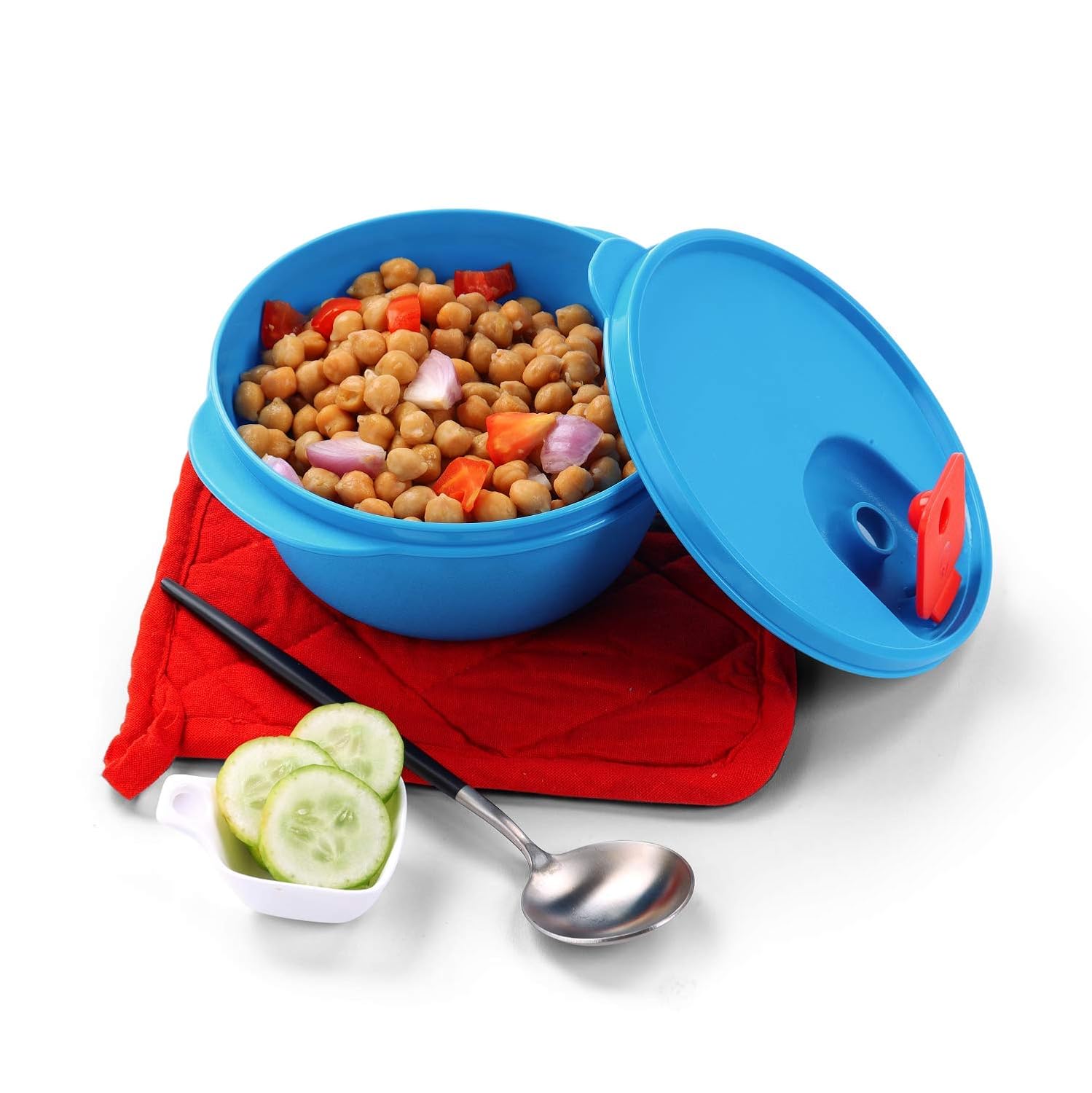 oliveware SOPL Micro Dynasty Food Storage Containers with Air Vent Lid, BPA-Free, Microwave Safe & Leak Proof, Set of 2 (2000L Big + 900 ml Small) - Blue