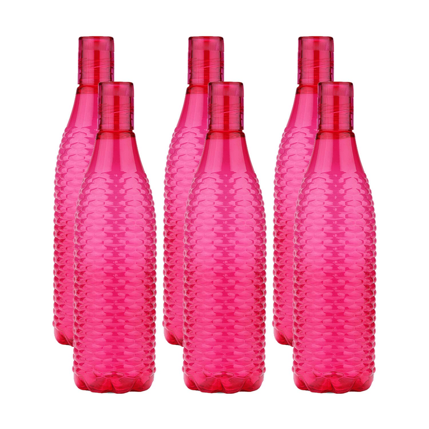 oliveware Premium Mosaic Range Plastic Water Bottle, 1L, Set of 6, Pink