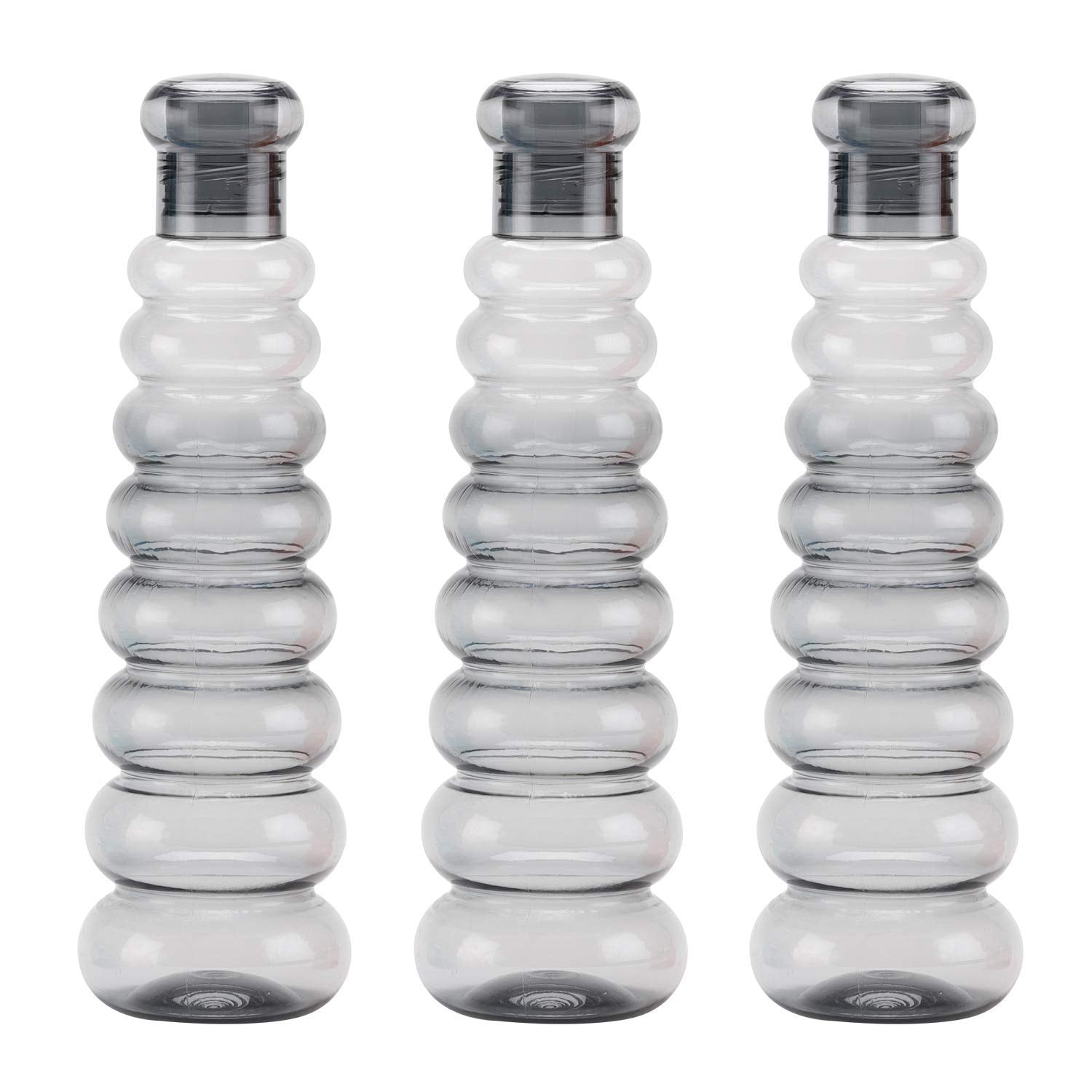 oliveware Premium Plastic Water Bottle, 1L, Set of 3, Grey